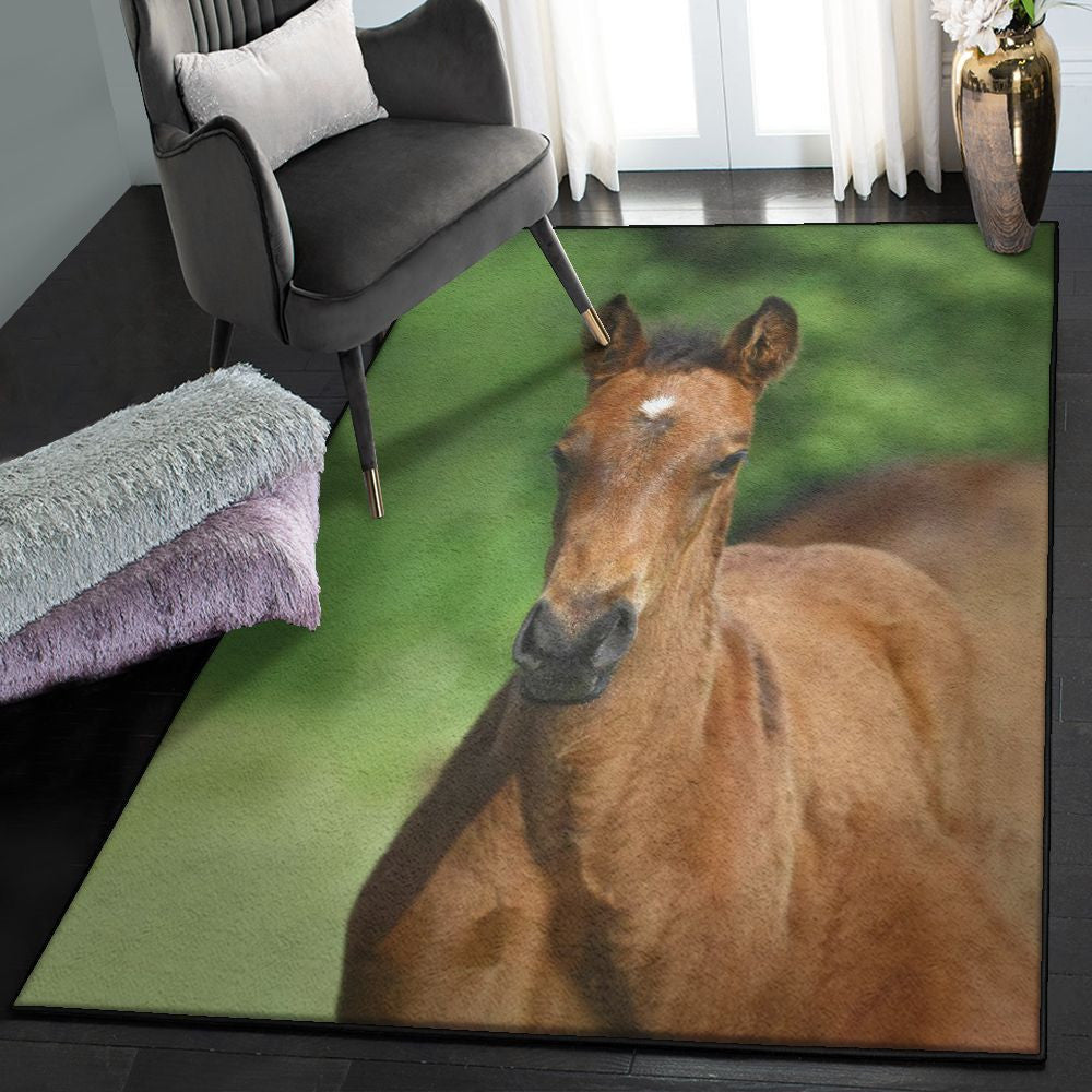Horsing Adorable Baby Horse Rug Rectangle Rugs Washable Area Rug Non-Slip Carpet For Living Room Bedroom