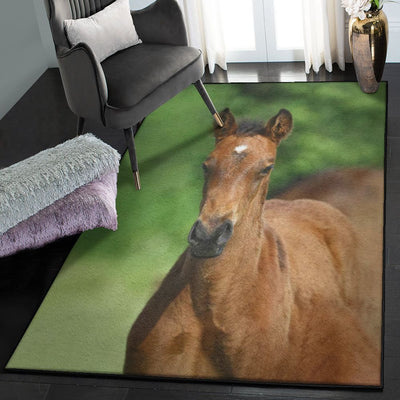 Horsing Adorable Baby Horse Rug Rectangle Rugs Washable Area Rug Non-Slip Carpet For Living Room Bedroom