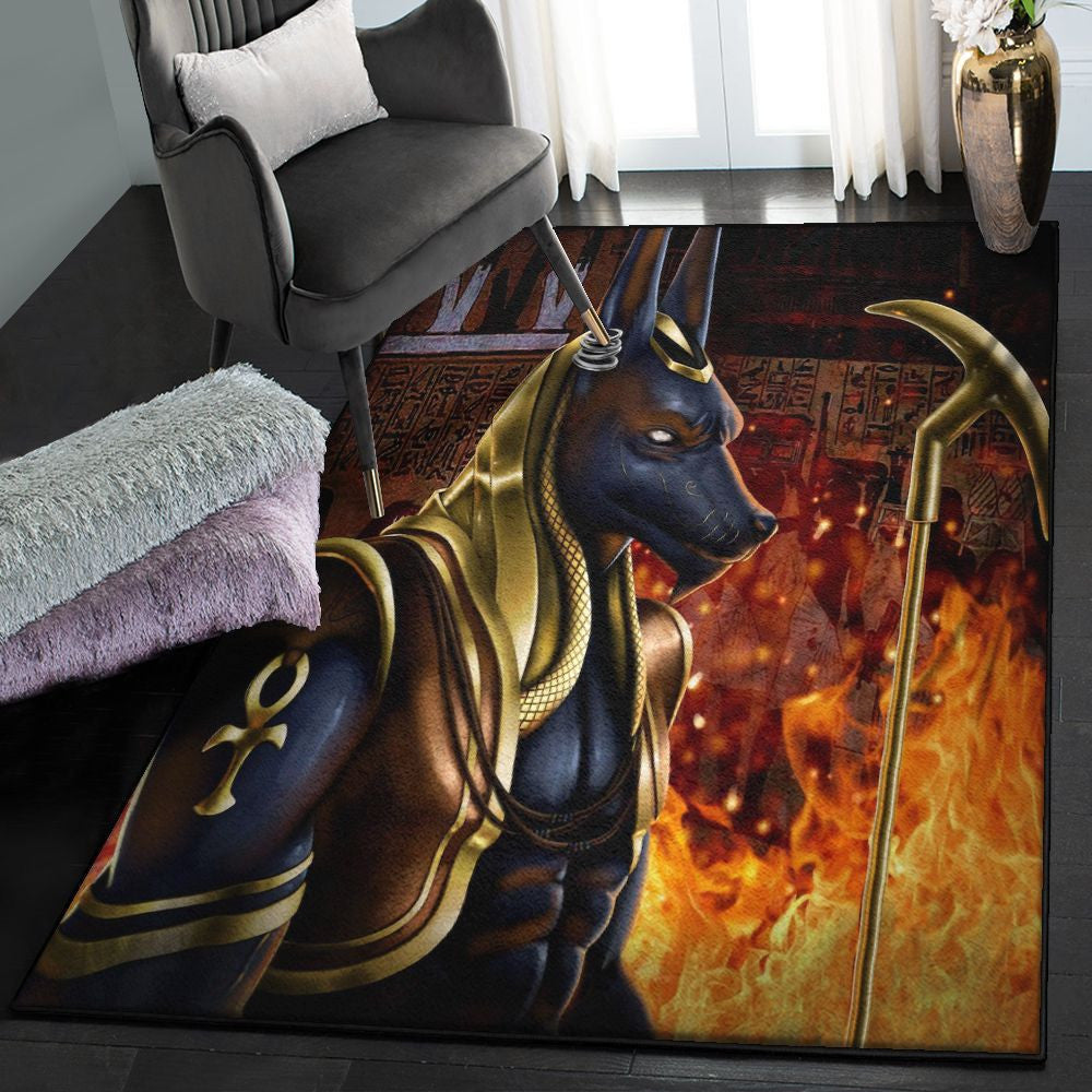 Civilization Anubis God Ancient Egyptian Rug Rectangle Rugs Washable Area Rug Non-Slip Carpet For Living Room Bedroom
