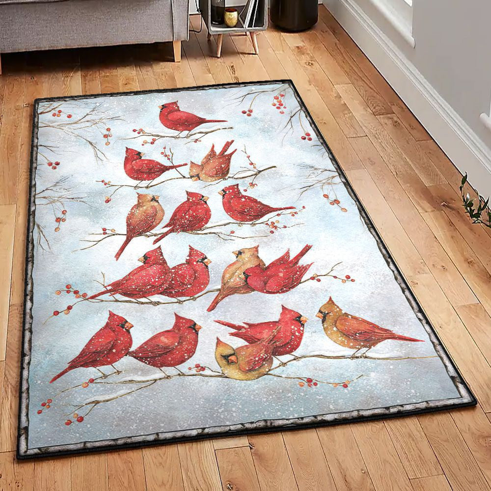 Cardinals Winter Cardinals Rug Rectangle Rugs Washable Area Rug Non-Slip Carpet For Living Room Bedroom