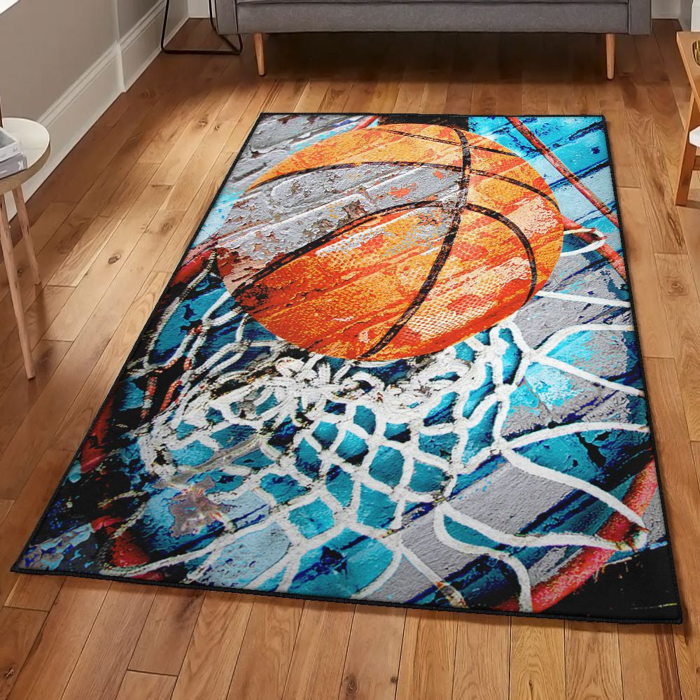 Basketball Hoop Carpet Basketball Rug Rectangle Rugs Washable Area Rug Non-Slip Carpet For Living Room Bedroom