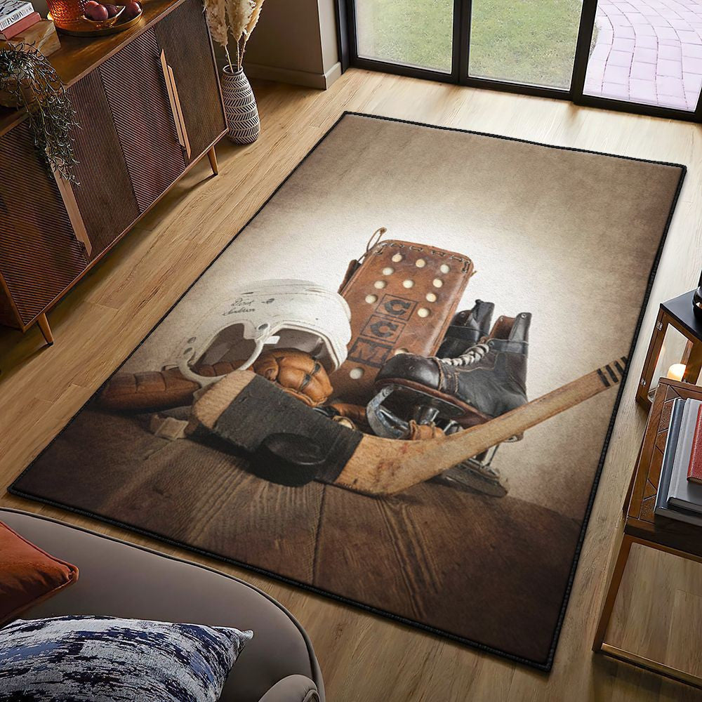 Hockey Modern Hockey Cotton Bed Sheets Spread Comforter Duvet Cover Rug Rectangle Rugs Washable Area Rug Non-Slip Carpet For Living Room Bedroom