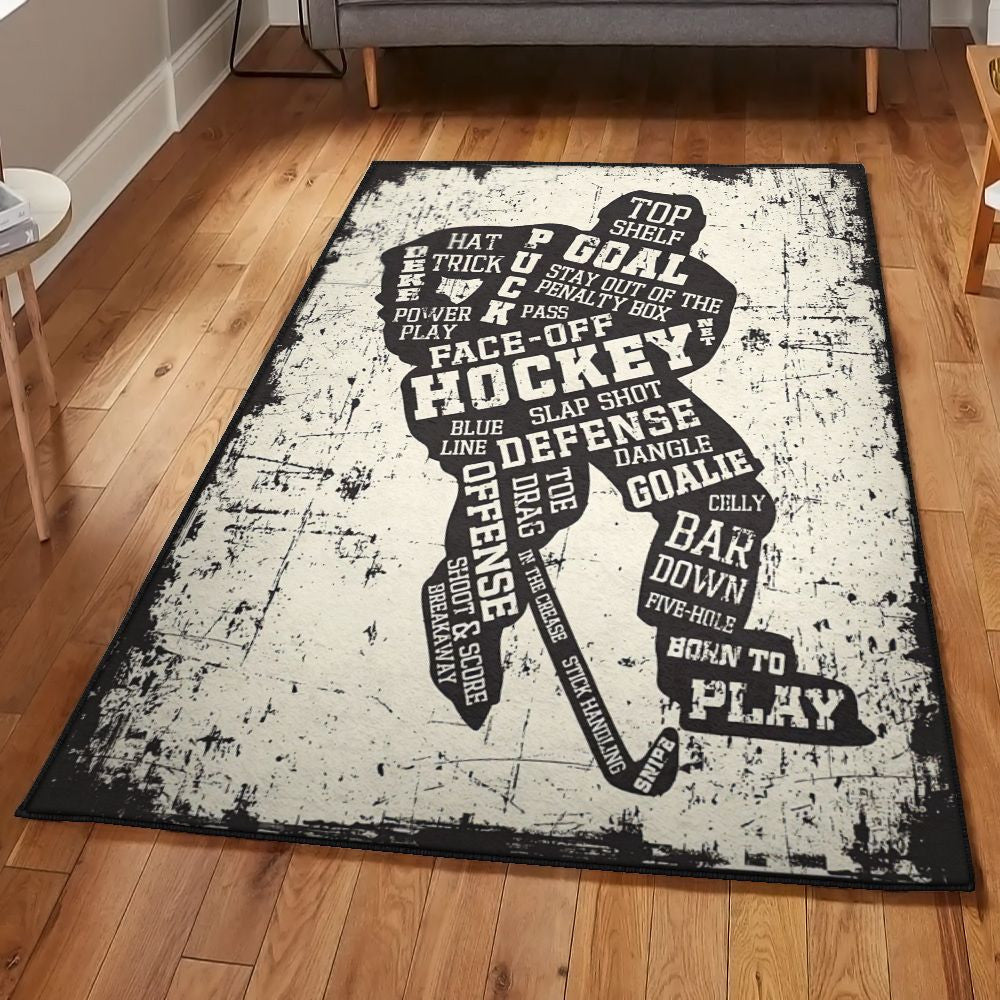 Ice Hockey Modern Hockey Rug Rectangle Rugs Washable Area Rug Non-Slip Carpet For Living Room Bedroom