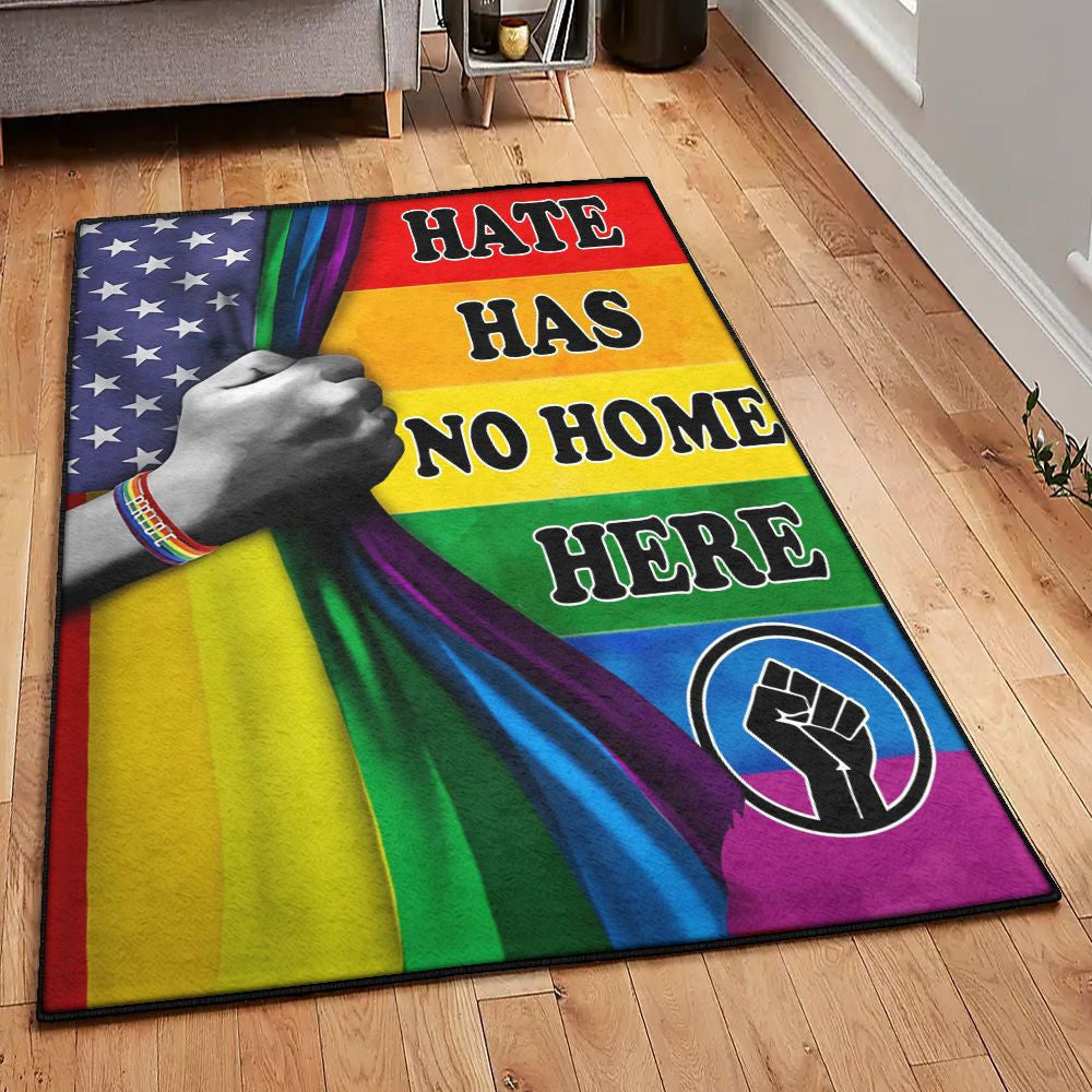 Home Rugs Hate Has No Home Here Lgbt Pride Rug Rectangle Rugs Washable Area Rug Non-Slip Carpet For Living Room Bedroom