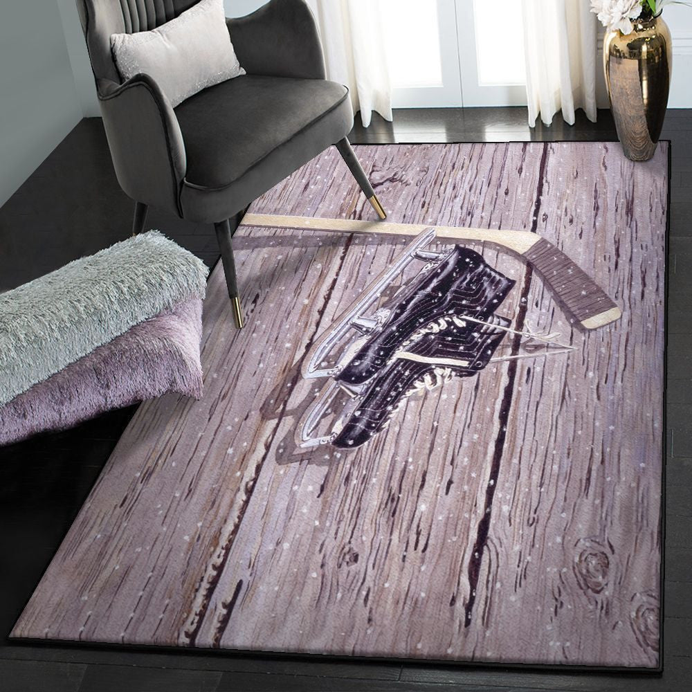 Ice Hockey Kitchen Rugs Hockey Rug Rectangle Rugs Washable Area Rug Non-Slip Carpet For Living Room Bedroom