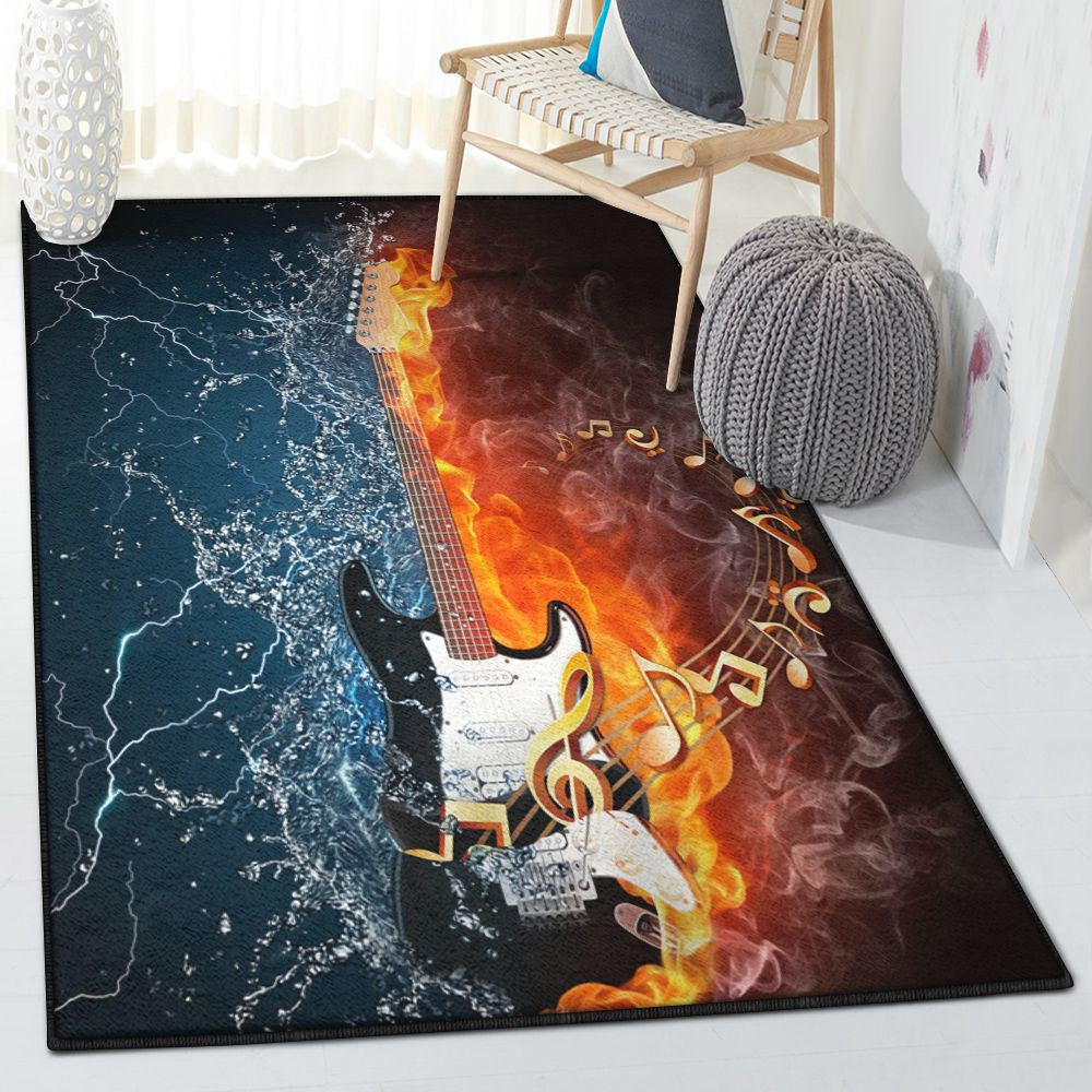 Bass Fishing Rugs Bass Guitar Rug Rectangle Rugs Washable Area Rug Non-Slip Carpet For Living Room Bedroom