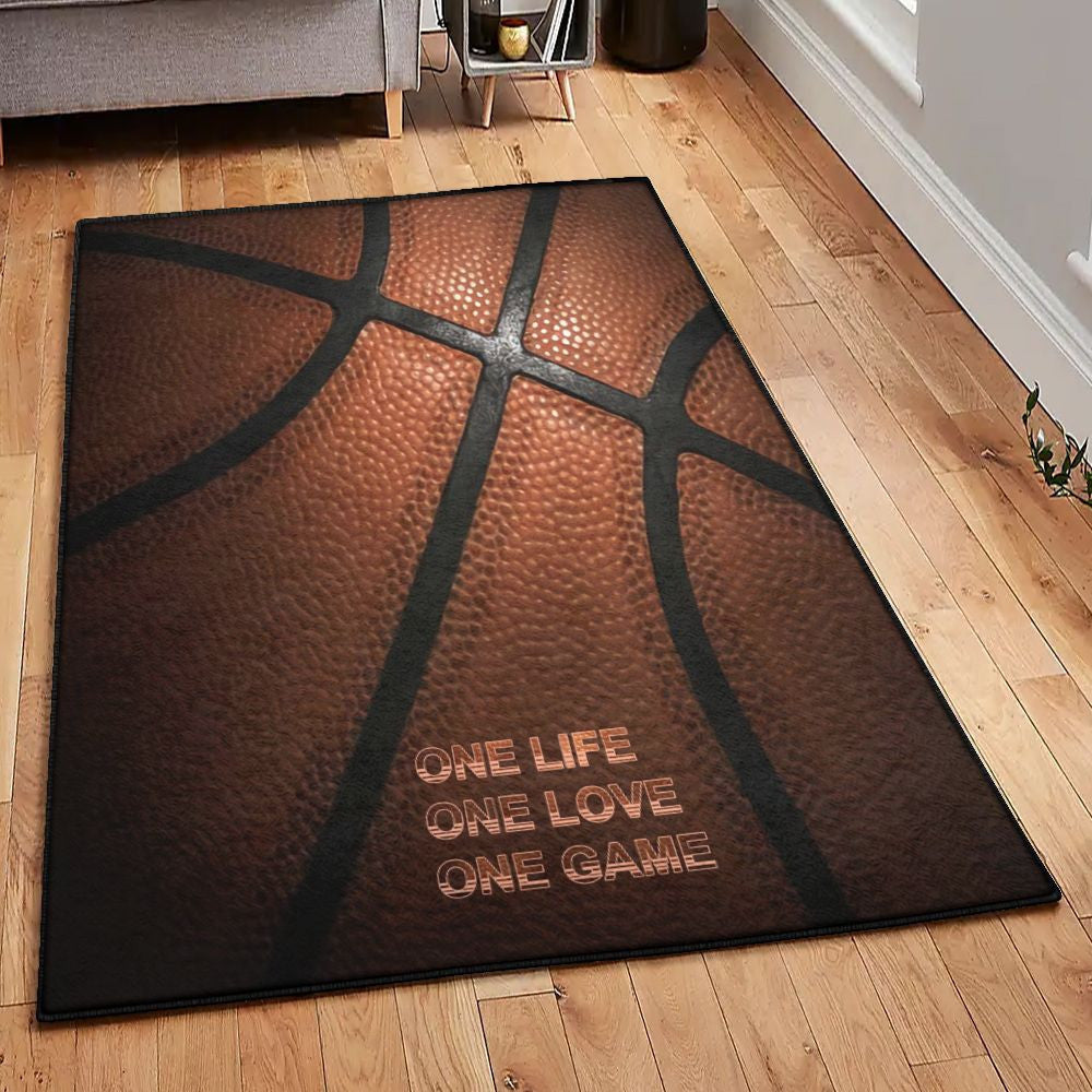 Basketball Hoop Rugs Basketball One Life One Love One Game Rug Rectangle Rugs Washable Area Rug Non-Slip Carpet For Living Room Bedroom