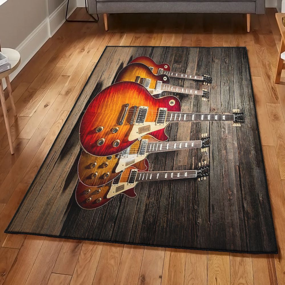 Bass Guitar Non Shedding Guitar Rug Rectangle Rugs Washable Area Rug Non-Slip Carpet For Living Room Bedroom
