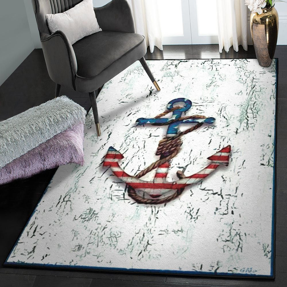 Anchor Kitchen Rugs Anchor Rug Rectangle Rugs Washable Area Rug Non-Slip Carpet For Living Room Bedroom