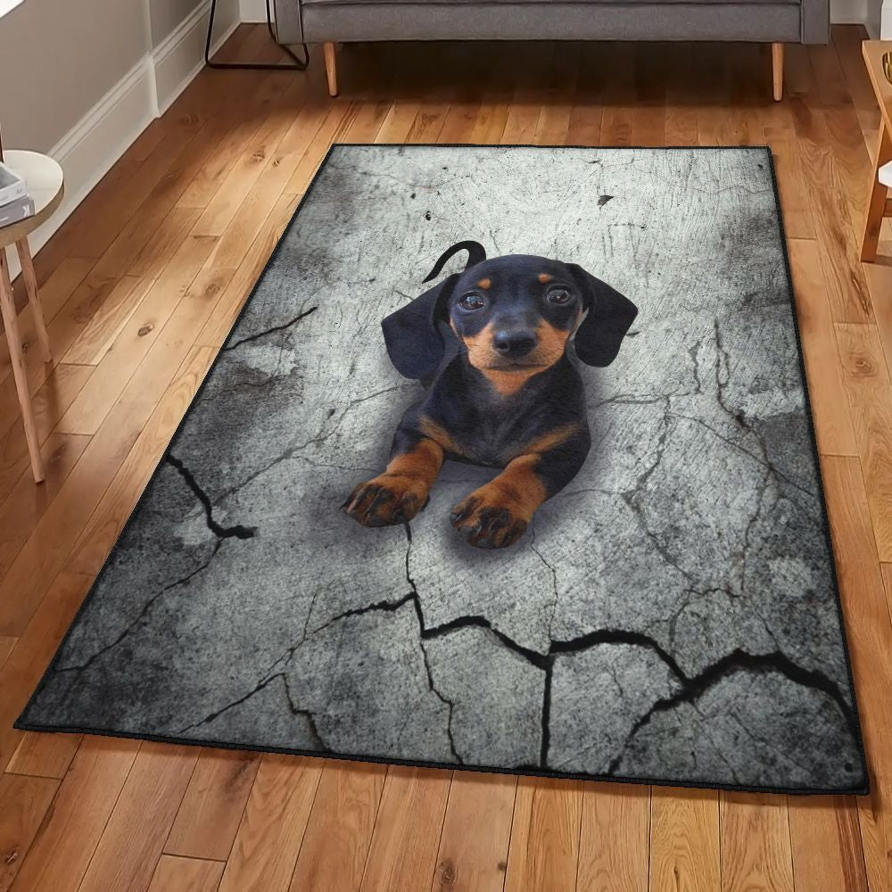 Black Cool Rugs Dachshund Black Rug Rectangle Rugs Washable Area Rug Non-Slip Carpet For Living Room Bedroom