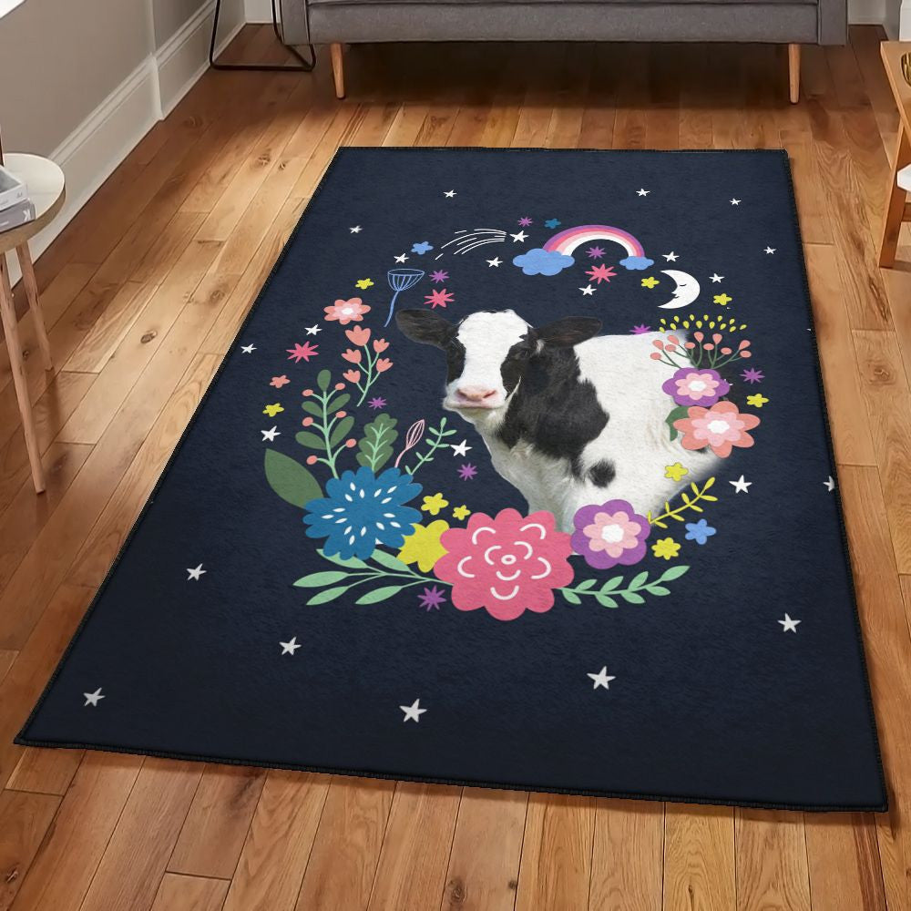Colorful Washable Cow Flower Colors Rug Rectangle Rugs Washable Area Rug Non-Slip Carpet For Living Room Bedroom