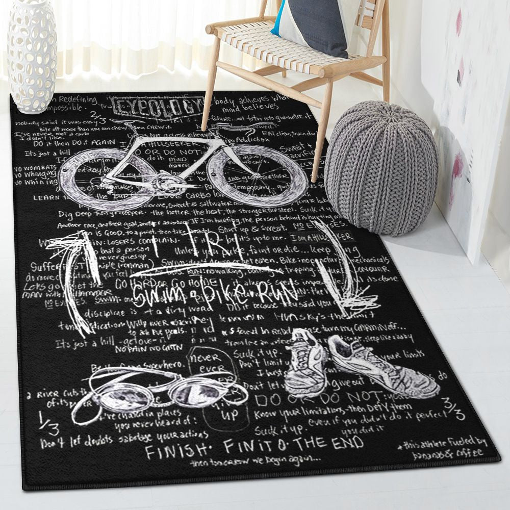 Bike Playroom Rug Swim Bike Run Rug Rectangle Rugs Washable Area Rug Non-Slip Carpet For Living Room Bedroom
