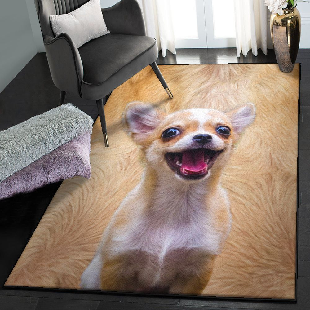 Cute Dogs Rugs Chihuahua Dog Rug Rectangle Rugs Washable Area Rug Non-Slip Carpet For Living Room Bedroom