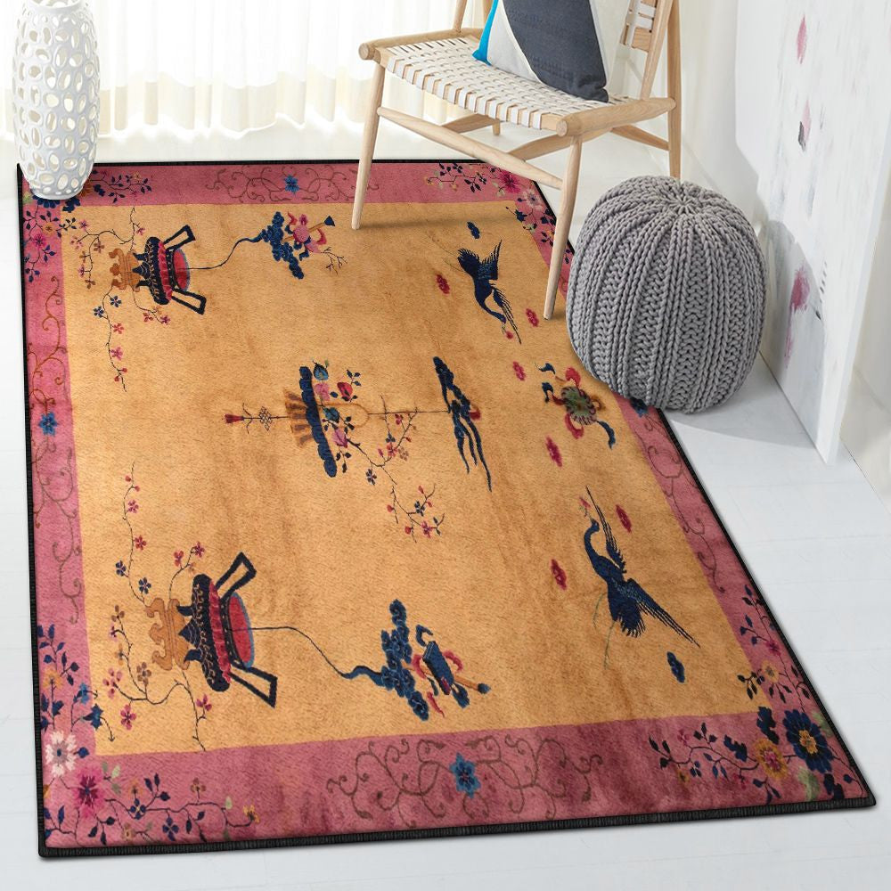 Antique Rugs Antique Chinese Deco Rug Rectangle Rugs Washable Area Rug Non-Slip Carpet For Living Room Bedroom