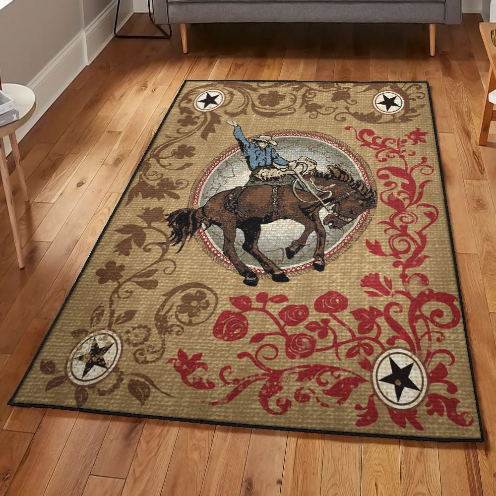 Cowboy Non Shedding Cowboy Rug Rectangle Rugs Washable Area Rug Non-Slip Carpet For Living Room Bedroom