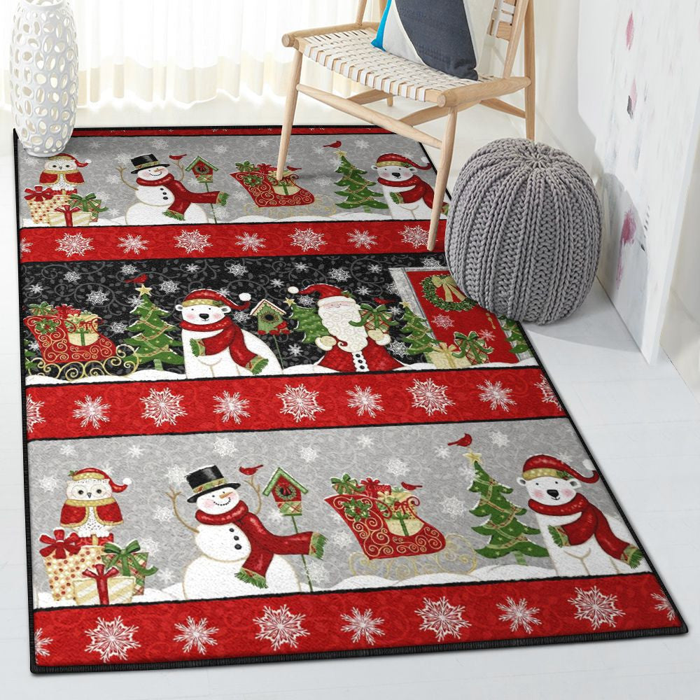 Christmas Modern Rugs Christmas Eve Rug Rectangle Rugs Washable Area Rug Non-Slip Carpet For Living Room Bedroom