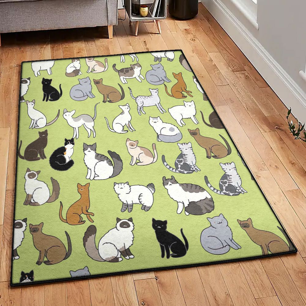 Kitten Playroom Rug Cat Lovers Rug Rectangle Rugs Washable Area Rug Non-Slip Carpet For Living Room Bedroom