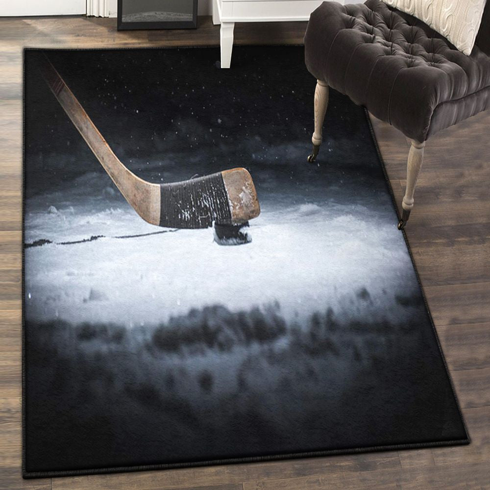 Hockey Dining Room Rug Hockey Rug Rectangle Rugs Washable Area Rug Non-Slip Carpet For Living Room Bedroom
