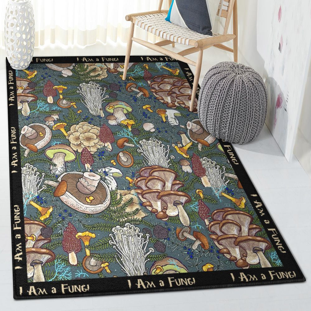 Fungi Playroom Rug Mushroom Rug Rectangle Rugs Washable Area Rug Non-Slip Carpet For Living Room Bedroom