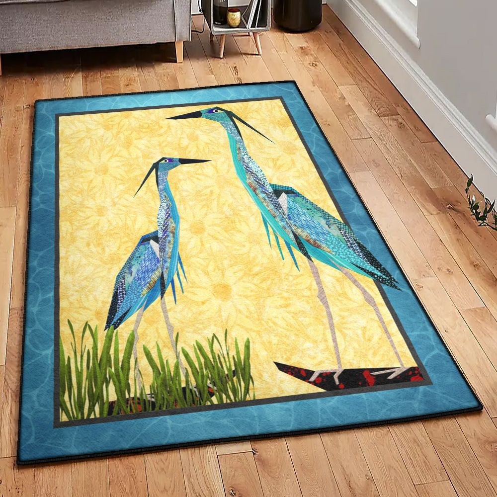 Large Great Blue Heron Rug Rectangle Rugs Washable Area Rug Non-Slip Carpet For Living Room Bedroom