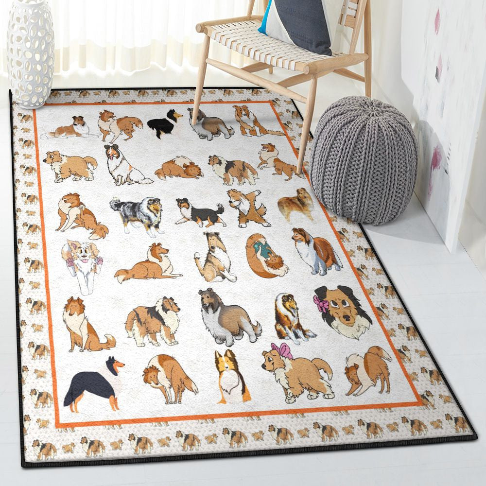 Collie I Love Rough Collie Rug Rectangle Rugs Washable Area Rug Non-Slip Carpet For Living Room Bedroom