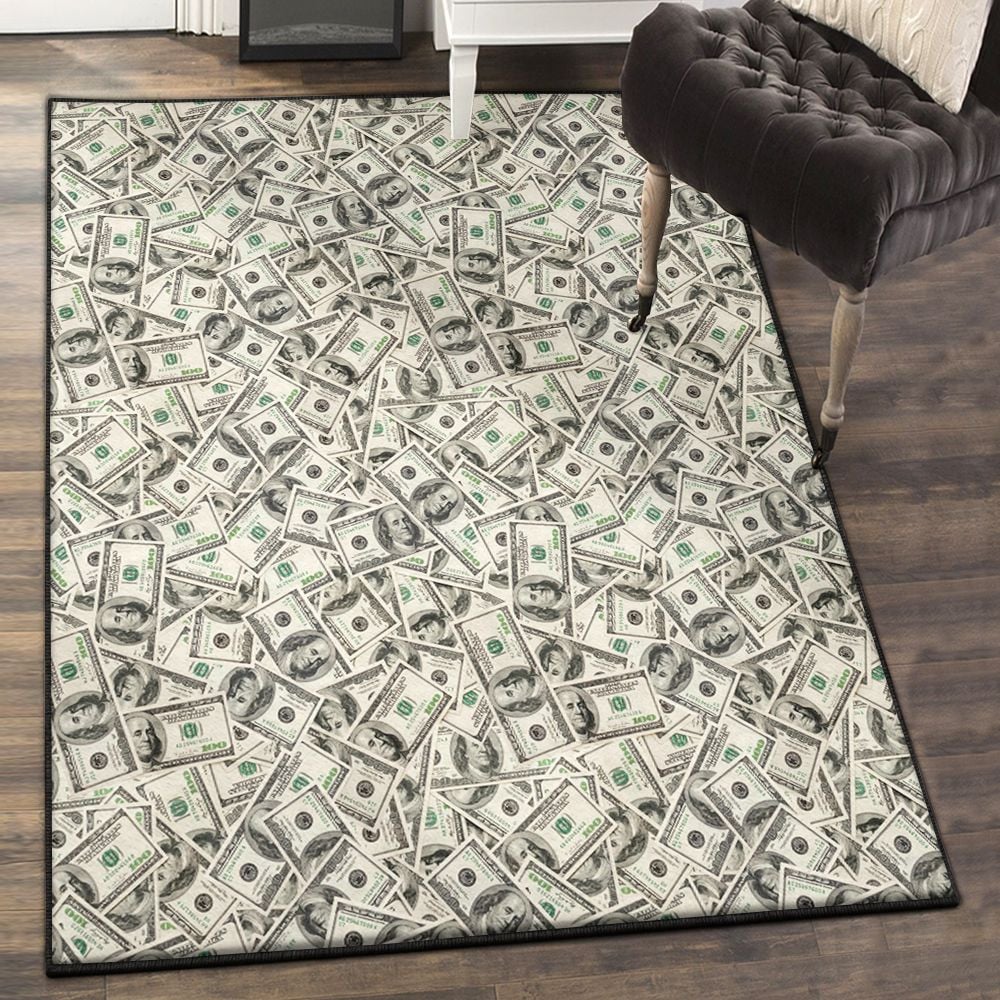 Dollar Rugs Dollar Money Rug Rectangle Rugs Washable Area Rug Non-Slip Carpet For Living Room Bedroom