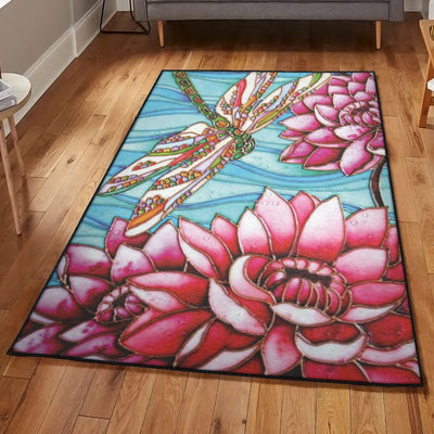 Dragonfly Bedroom Rugs Dragonfly Rug Rectangle Rugs Washable Area Rug Non-Slip Carpet For Living Room Bedroom