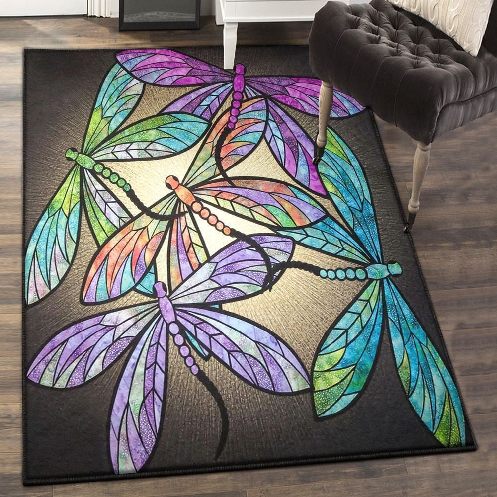 Dragonfly Bedroom Rugs Dragonfly Rug Rectangle Rugs Washable Area Rug Non-Slip Carpet For Living Room Bedroom