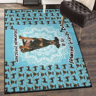 Mammal Washable Rugs Doberman Pinscher Is My Spirit Animal Rug Rectangle Rugs Washable Area Rug Non-Slip Carpet For Living Room Bedroom