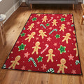 Gingerbread Non Shedding Red Gingerbread Man Chirstmas Rug Rectangle Rugs Washable Area Rug Non-Slip Carpet For Living Room Bedroom