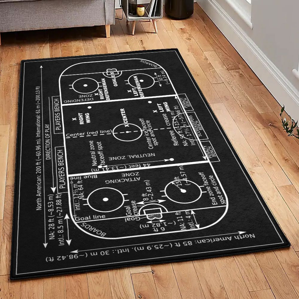 Boutique Carpet Vintage Ice Hockey Rink Rug Rectangle Rugs Washable Area Rug Non-Slip Carpet For Living Room Bedroom