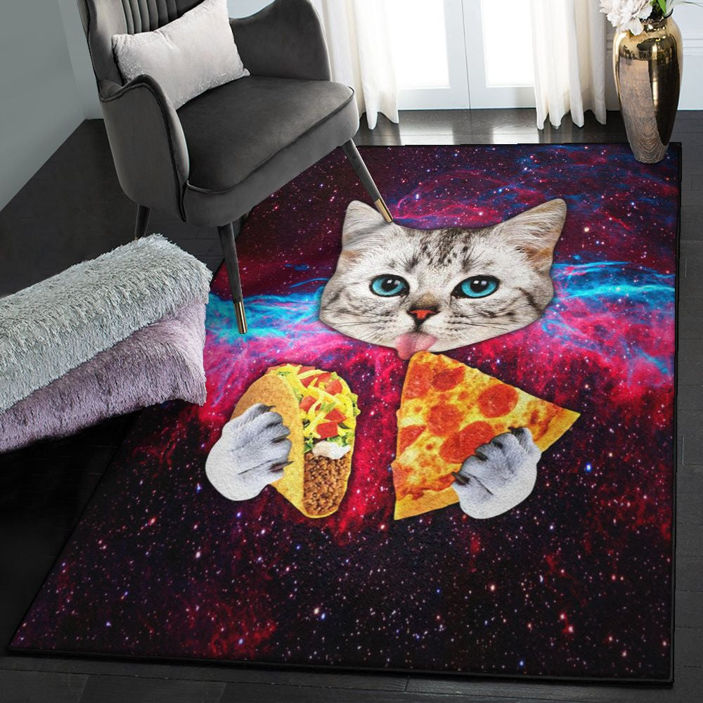 Taco Art Deco Rug Taco Cat Rug Rectangle Rugs Washable Area Rug Non-Slip Carpet For Living Room Bedroom