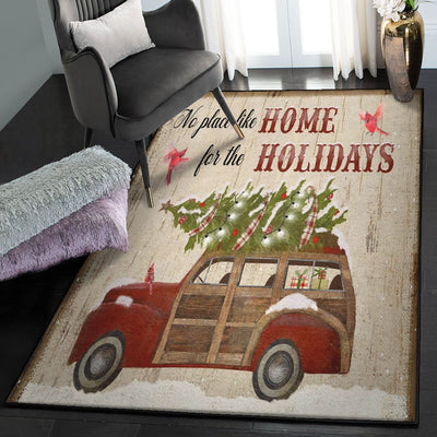 Xmas Decoration Cool Rugs No Place Like Home Christmas Rug Rectangle Rugs Washable Area Rug Non-Slip Carpet For Living Room Bedroom