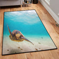 Sea Turtle Non Shedding Hawaiian Underwater Scuba Diving Sea Turtle Rug Rectangle Rugs Washable Area Rug Non-Slip Carpet For Living Room Bedroom