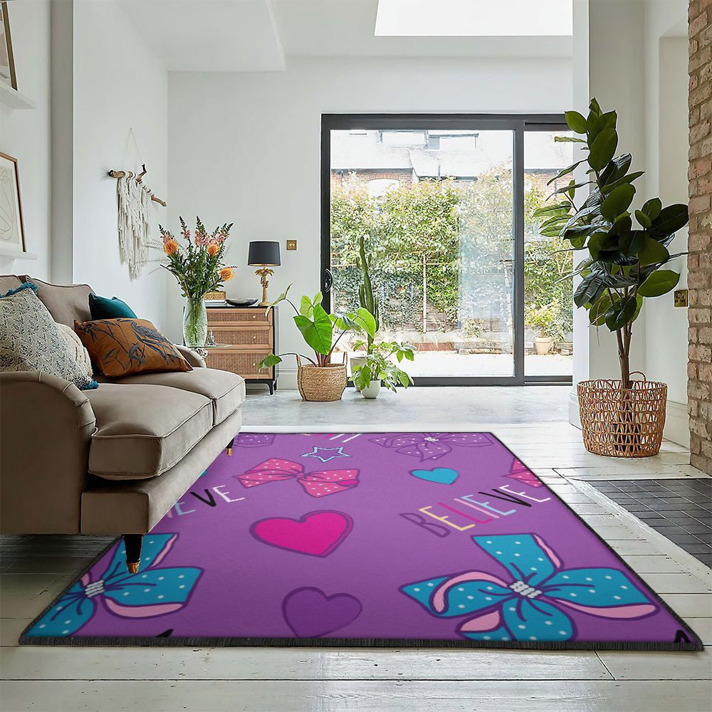 Playroom Rug Jojo Siwa Twin Dream Believe Rug Rectangle Rugs Washable Area Rug Non-Slip Carpet For Living Room Bedroom