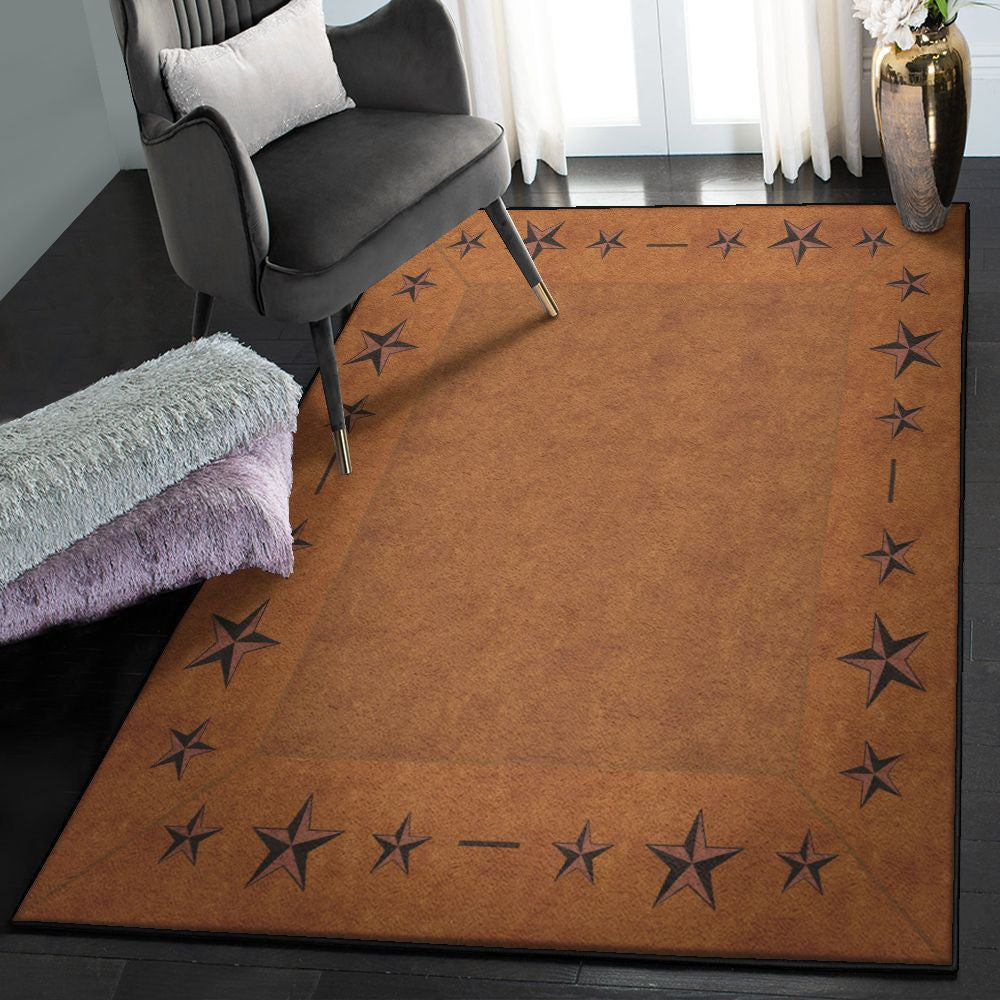 Texas Usa Washable Rugs Camel Brown Texas Star Western Star Rug Rectangle Rugs Washable Area Rug Non-Slip Carpet For Living Room Bedroom