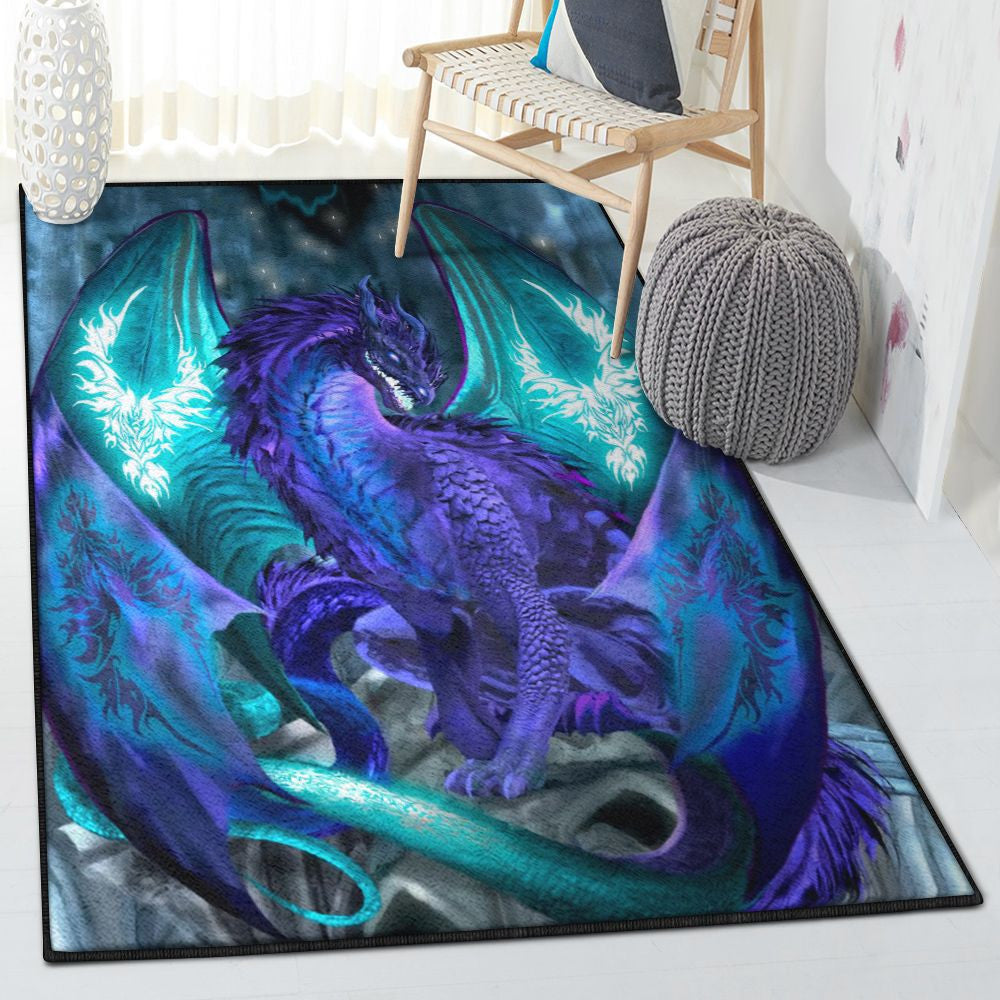 Purple Modern Purple Dragon Rug Rectangle Rugs Washable Area Rug Non-Slip Carpet For Living Room Bedroom