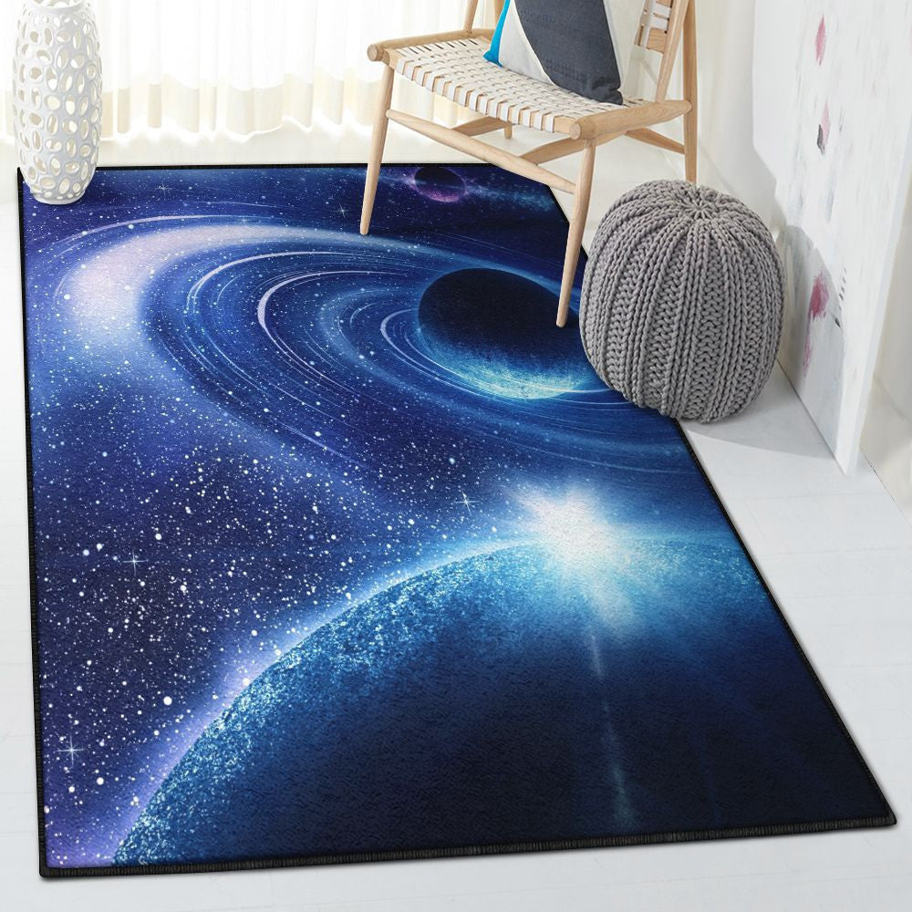 Solar System Art Deco Rug Space Galaxy Rug Rectangle Rugs Washable Area Rug Non-Slip Carpet For Living Room Bedroom