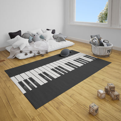 Piano Keyboard Playroom Rug Musical Instrument Piano Key Rug Rectangle Rugs Washable Area Rug Non-Slip Carpet For Living Room Bedroom