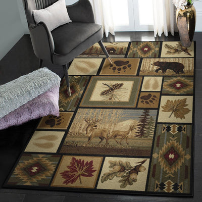 Nature Cabin Nature Rug Rectangle Rugs Washable Area Rug Non-Slip Carpet For Living Room Bedroom