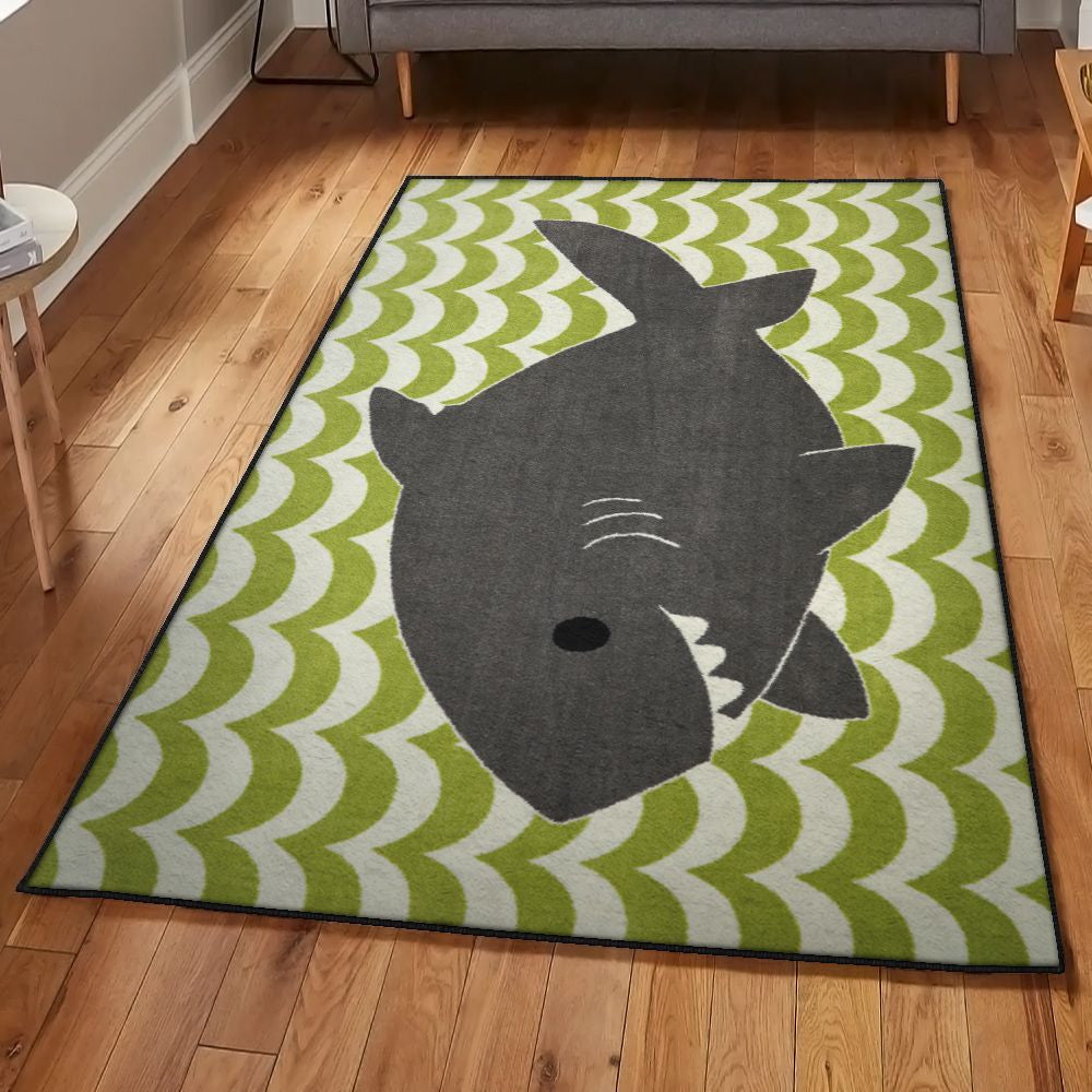 Shark Carpets Baby Shark Rug Rectangle Rugs Washable Area Rug Non-Slip Carpet For Living Room Bedroom