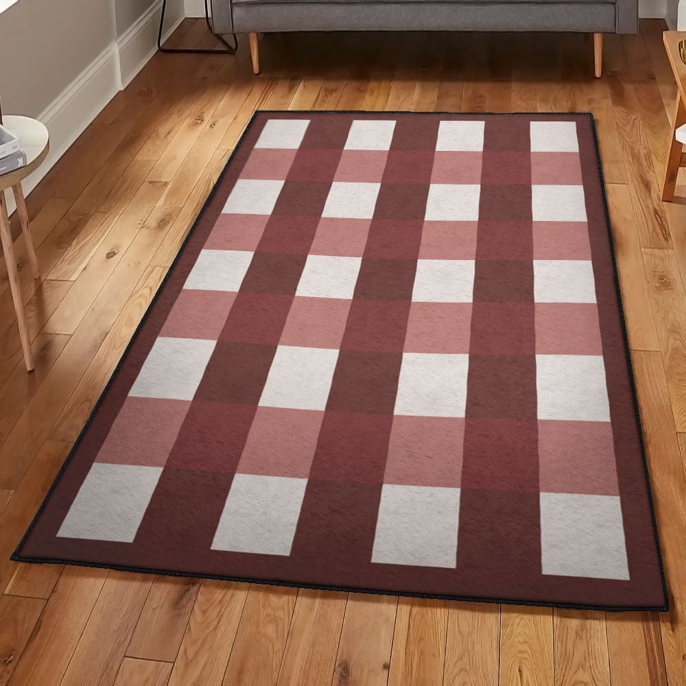 Wild Bufalo Large Buffalo Plaid Red Rug Rectangle Rugs Washable Area Rug Non-Slip Carpet For Living Room Bedroom
