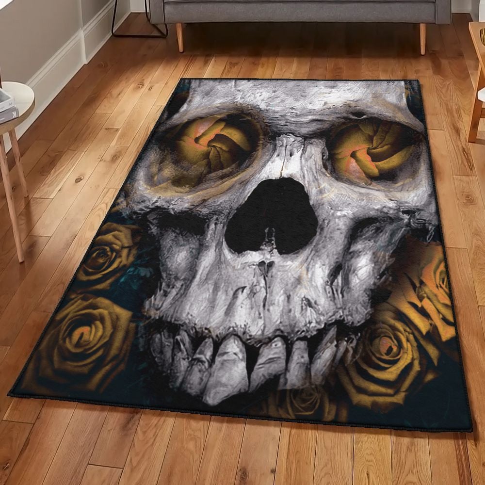 Skeleton Dining Room Rug Skull Rug Rectangle Rugs Washable Area Rug Non-Slip Carpet For Living Room Bedroom