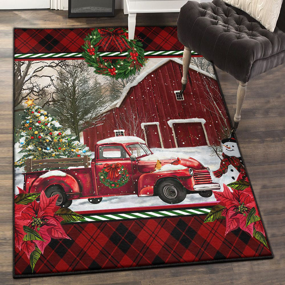 Truck Large Christmas Truck Rug Rectangle Rugs Washable Area Rug Non-Slip Carpet For Living Room Bedroom