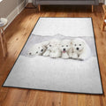 White Puppies Rug Rectangle Rugs Washable Area Rug Non-Slip Carpet For Living Room Bedroom