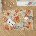 Watercolor Large Multi Watercolor Poppies Rug Rectangle Rugs Washable Area Rug Non-Slip Carpet For Living Room Bedroom