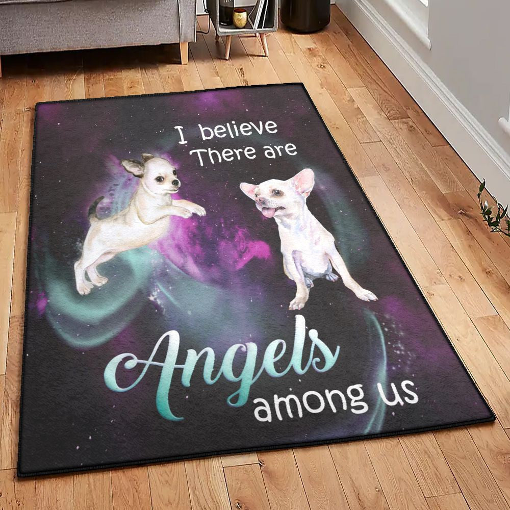 Purple Purple Galaxy Angel Chihuahua Rug Rectangle Rugs Washable Area Rug Non-Slip Carpet For Living Room Bedroom