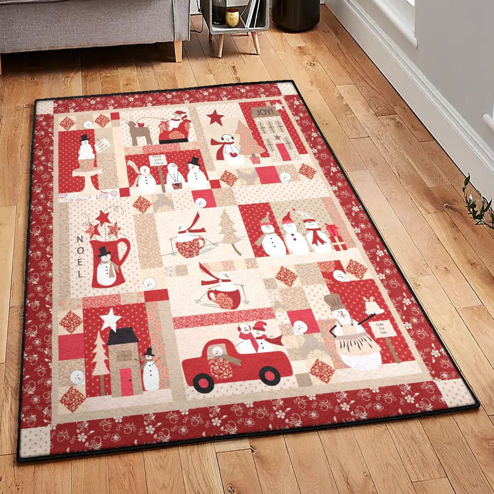 Snowman Non Shedding Snowman Christmas Rug Rectangle Rugs Washable Area Rug Non-Slip Carpet For Living Room Bedroom