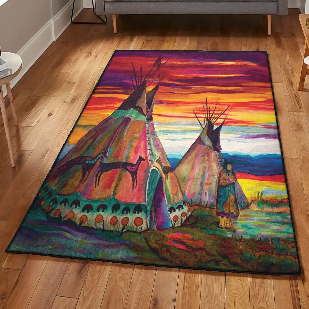 Native American Modern Rugs Native American Rug Rectangle Rugs Washable Area Rug Non-Slip Carpet For Living Room Bedroom