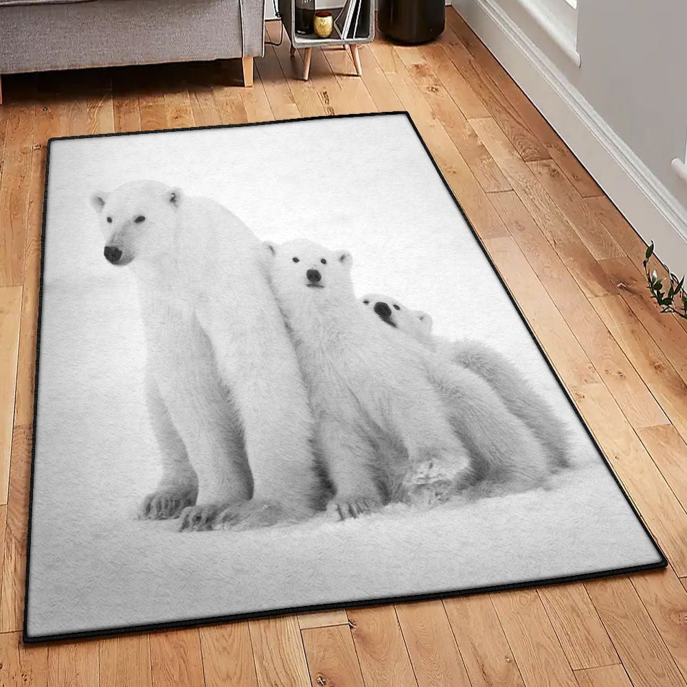 Polar Bear Modern Rugs Polar Bear Rug Rectangle Rugs Washable Area Rug Non-Slip Carpet For Living Room Bedroom